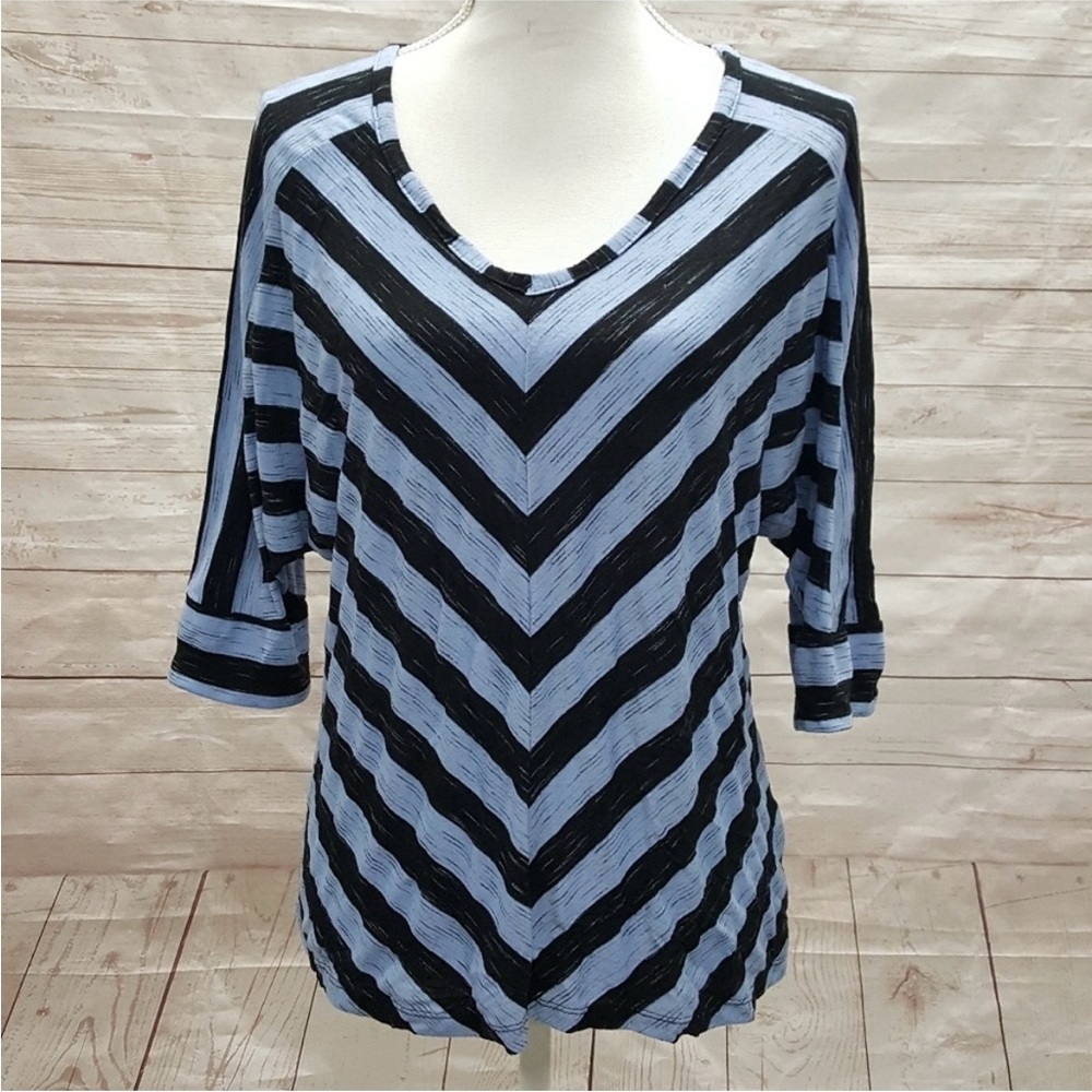 Apt 9 Blue Black Striped Top Size Large
